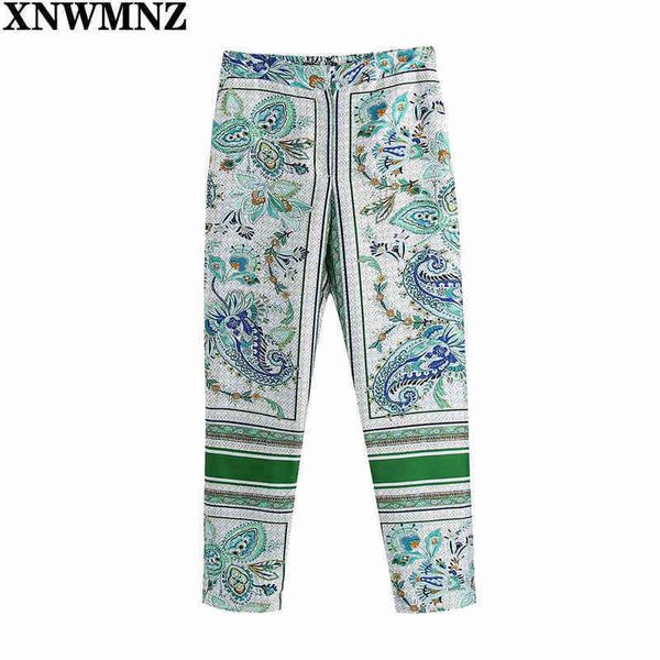 

xnwmnz women vintage contrast color paisley print harem pants retro floral female chic pockets summer full length trousers 210513, Black;white