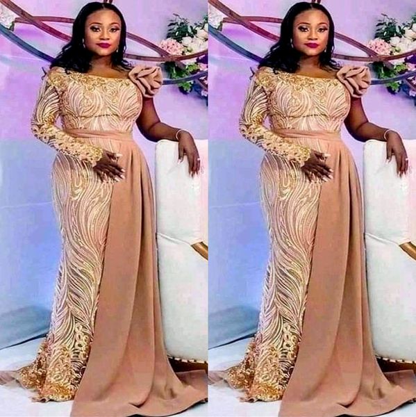 

2022 plus size arabic aso ebi mermaid gold prom dresses sequined lace evening formal party second reception birthday engagement gowns dress, Black