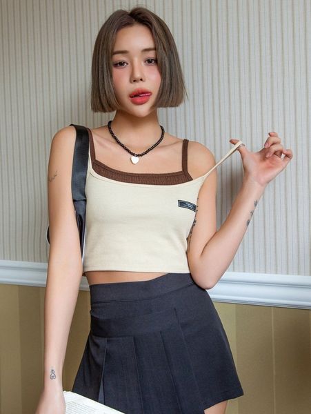 

dazy letter patched 2 in 1 cami e6cl#, White