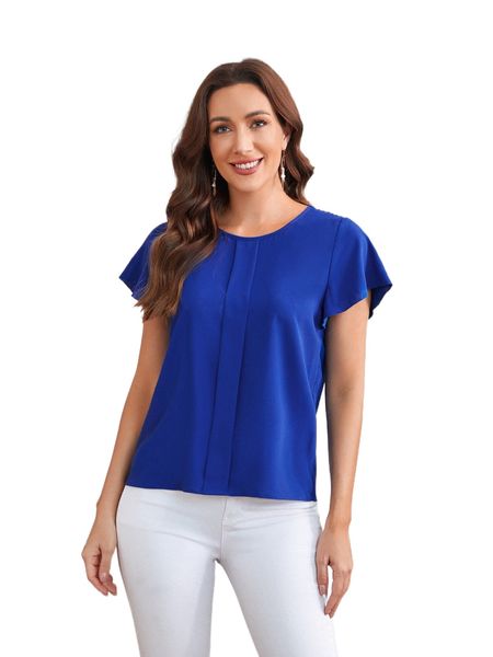 

emery rose solid butterfly sleeve b3i5#, White