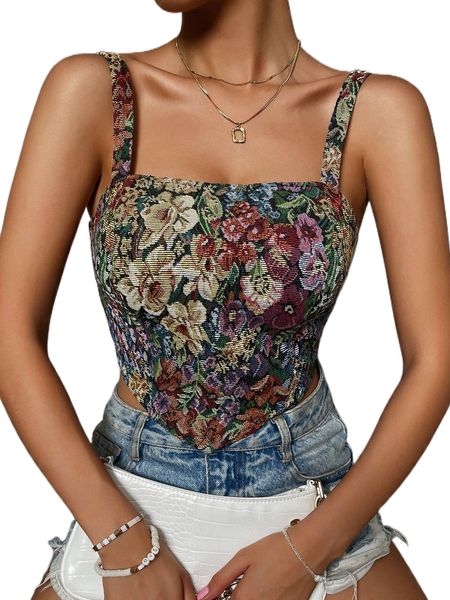 

floral hanky hem cami h2ct#, White