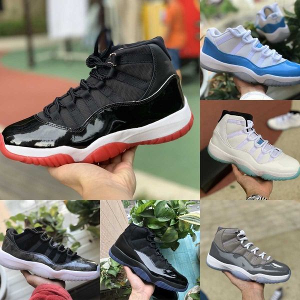 

jumpman playoffs bred 11 11s high basketball shoes cool grey legend blue 25th anniversary space jam gamma blue easter concord 45 low, Black