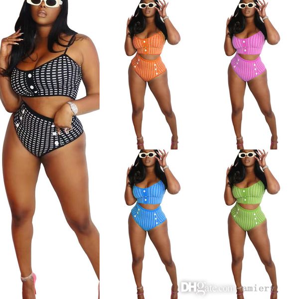 New Womens Womens duas peças de banho de banho sexy pequena malha posicionando impressão de unha fuckle swimsuit verão ladies biquíni