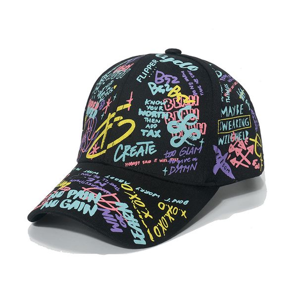 Moda carta boné de beisebol dos desenhos animados graffiti impresso hip hop viseira boné ajustável snapback algodão boné para mulheres chapéus masculinos hcs127