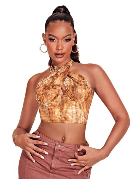 

bae tie dye halter s176#, White