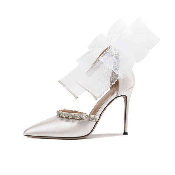 

sandals luxury rhinestone bow high heels pointed one line belt thin heeled, Black