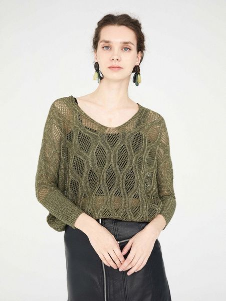 

solid open knit sweater b8ck#, White;black