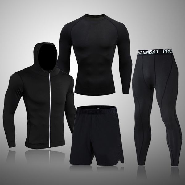 

winter thermal underwear men sets compression sports suit sweat quick drying thermo clothing 220718, Black;white