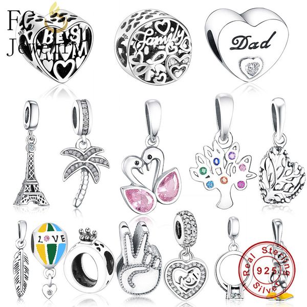 925 Silber für Pandora Charm 925 Armband Authentisches 925 Silber Paris Eiffelturm Charms Set Anhänger DIY feiner Perlenschmuck