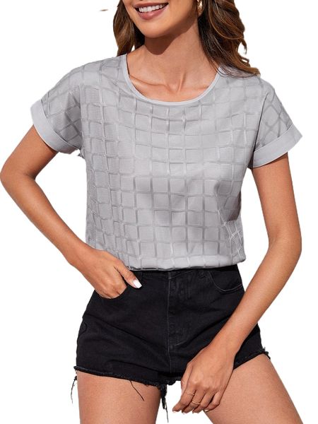 

plaid pattern batwing sleeve blouse o3he#, White