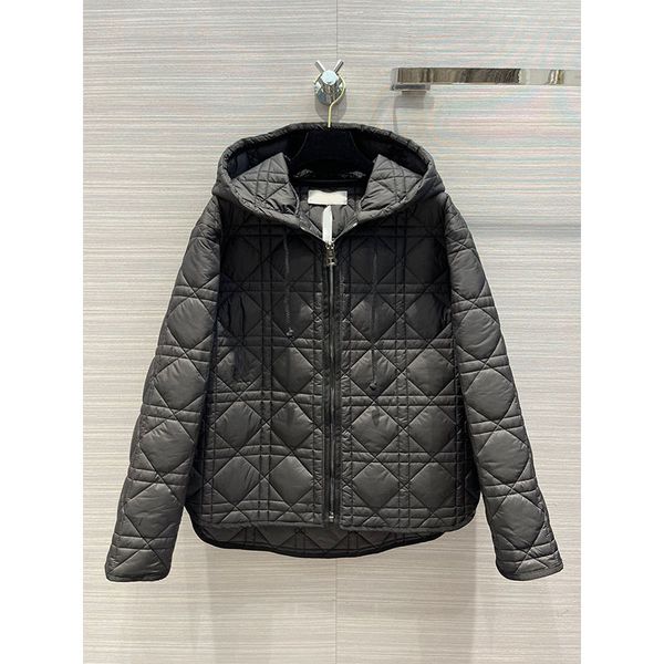 

designer 2022 women's plaid embroid hoodies jacket coat winter warm outwear solid long sleeve zip up loose casual woman jackets, Black;brown