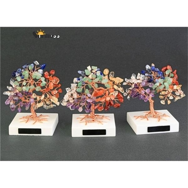 SunLigoo mini cura de cristal pedras de cristal monte de fio de cobre feito de cobre embrulhado em gem pedra feng shui decoração de casa ornamentos em 201210