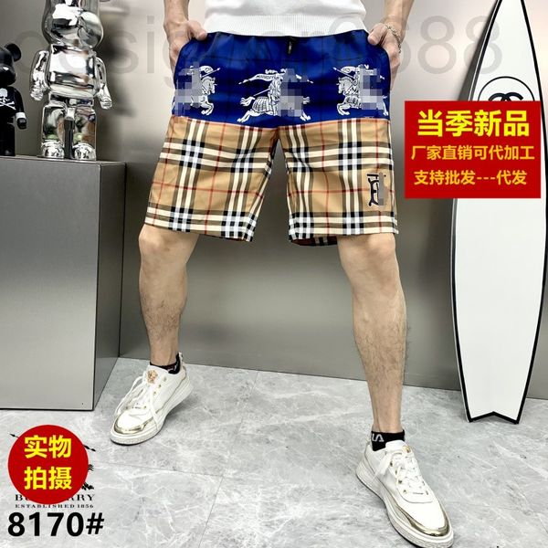 

men's pants designer family b summer men's fashion brand shorts, beach quick drying ice silk loose casual pants, straight leg kore, Black