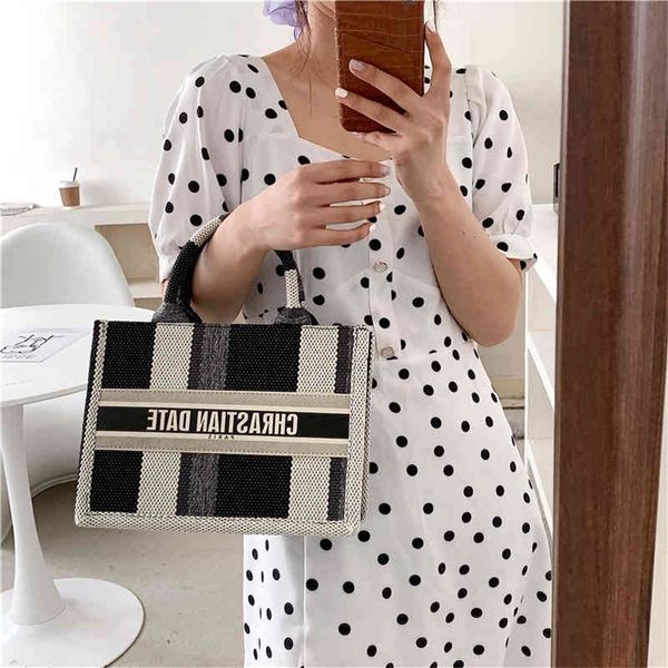 

class commuter net red portable tote bag canvas bag large capacity stripe stitching handbag 80% off outlet online