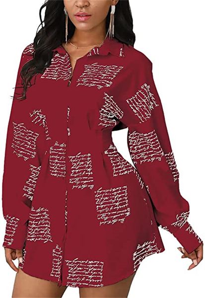 

women's & tees blouse dress button up color shirt long sleeve floral print loose collar t-shirt, White