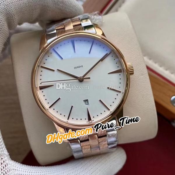 MLF 42mm Patrimony 85180 / 000r Азиатские 2813 Автоматические мужские часы 85180 Белый Набор Двухтонов Розовый Золотой Браслет Генты Часы Pure_time E135B (4)