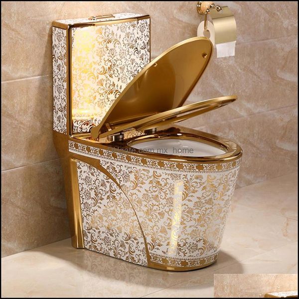 Avrupa tarzı lüks altın floş tuvalet koltukları ev yaratıcı kişilik renk tuvaletler221k damla teslimat 2021 banyo armatürleri bina su