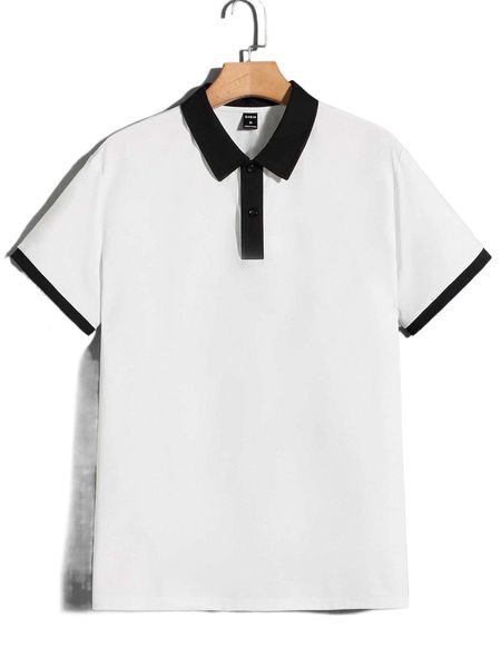 

men contrast binding polo shirt f0mw#, White;black