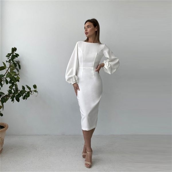 

churses slit o-neck backless midi dress autumn lantern sleeve fashion tight elegant night club party dresses for women 220317, Black;gray