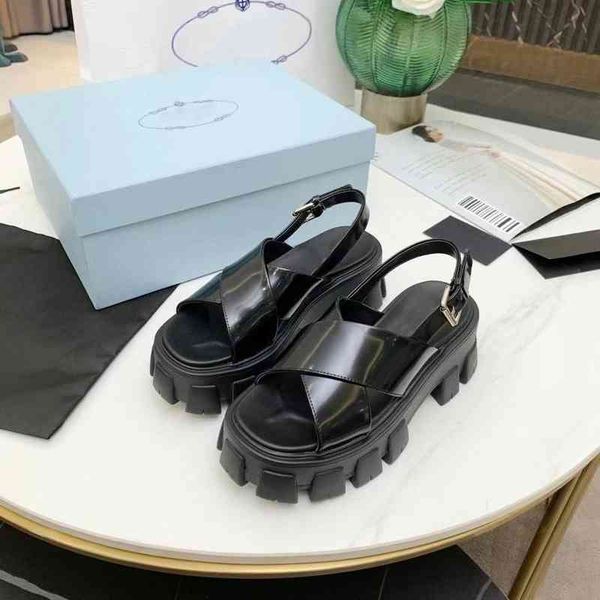 

sandals brand designer latest women goth platform flat sandal cloudbust thunder patent leather cross slippers canvas open-toe shoes 6vzn, Black
