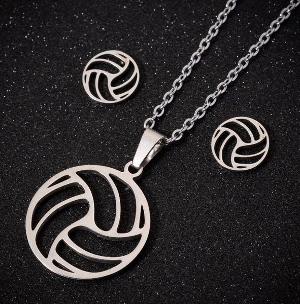 Подвесные ожерелья Hfarich Fashion Beach Volleyball Ожерелье Женское покое мяч из нержавеющей стали кружок Учащиеся Учащиеся