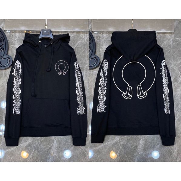 

fashion mens brand classic sweatshirts ch designer hoodies horseshoe cross print jacket women casual quality luxury pullover hooded loose h, Black