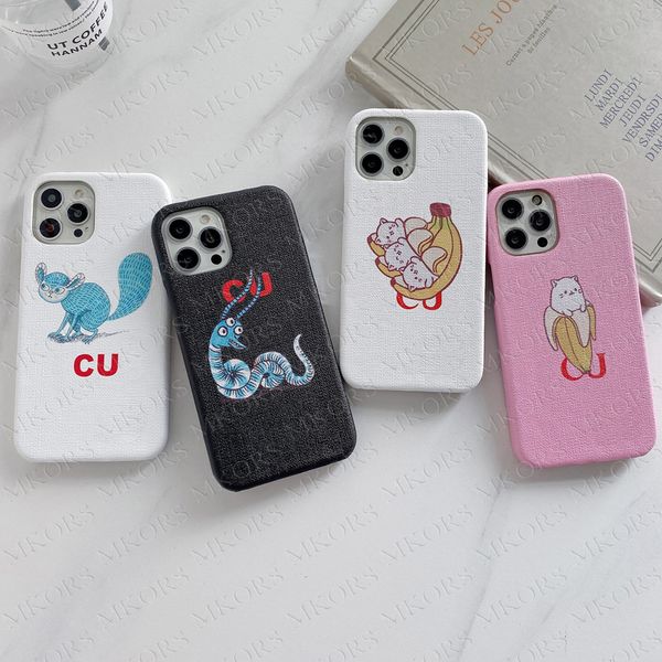 Custodie per telefoni scoiattolo gatto banana con stampa di lusso per iPhone 13 Mini 13pro 12 12pro 11 Pro X Xs Max Xr 8 7 Plus Cover rigida in TPU con stampa Shell Design in metallo