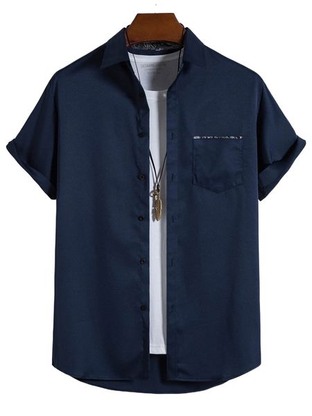 

men contrast trim shirt without tee l5tc#, White;black