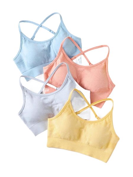 

4pcs seamless softness high support sports bra c7lr#, Gray