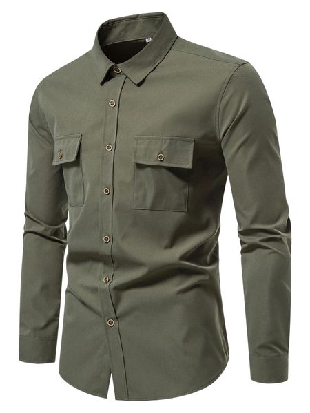 

men flap pocket solid shirt k0tm#, White;black