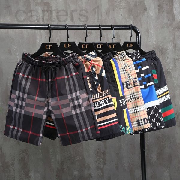 

men's pants designer ice silk shorts men's summer wear thin trendy brand casual pants trend loose striped beach 1l8b, Black