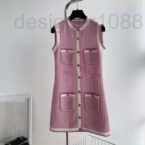 

casual dresses designer sweet dress in early spring of 2022 sleeveless button small fragrance fashion foreign style french art skirt light l, Black;gray