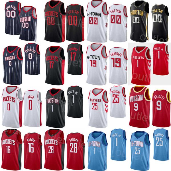 

print edition basketball city earned jalen green jersey 0 jaesean tate 8 alperen sengun 28 kenyon martin jr 6 kevin porter jr 3 eric gordon, Black;red