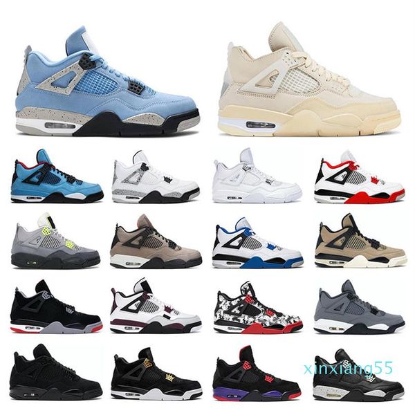

men basketball shoes 4 jumpman university blue white oreo taupe haze cool grey fire red bred neon 4s sport sneakers size 5 .5 -13319e, Black