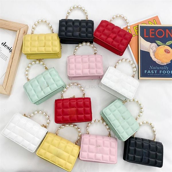 

fashion girls designer handbags luxury kids letter checkered change purse cute children princess chain messenger bag zero wallet f237s, Black