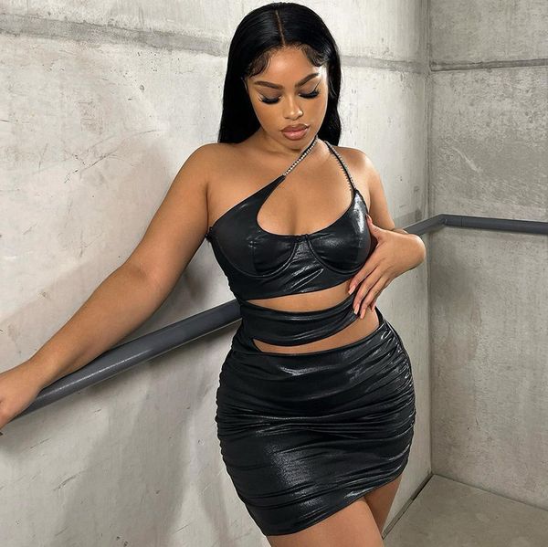 

casual dresses women spring and summer condole belt to erase bosom copy leather side hollow out crease dress female, Black;gray