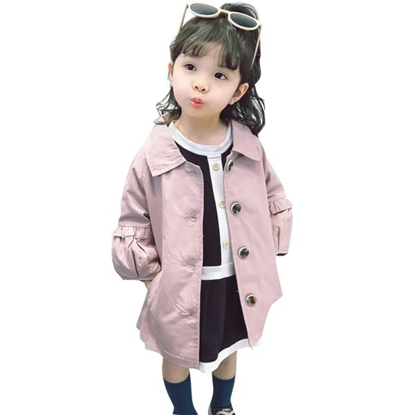 

coat for girl ruffles coat girl casual style outerwear for children spring autumn clothes girl 210412, Blue;gray