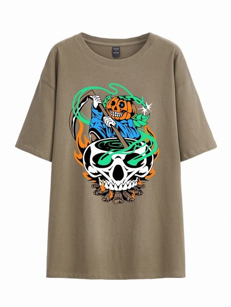 

x tedcreation halloween print drop shoulder tee s9fs#, White