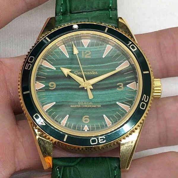 

luxury omeg watch for men 007 same mechanical watches seamaster series black ceramics with leather strap zx22, Slivery;golden