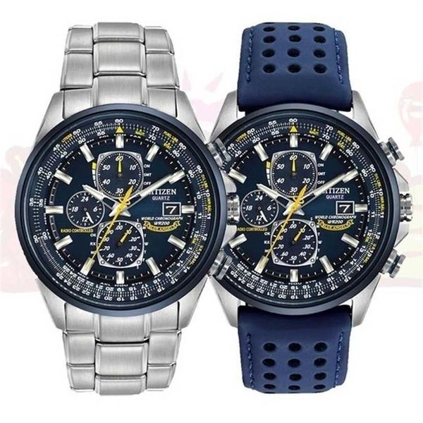 

luxury wateproof quartz watches business casual steel band watch men's blue angels world chronograph wristwatch 220121214f, Slivery;brown