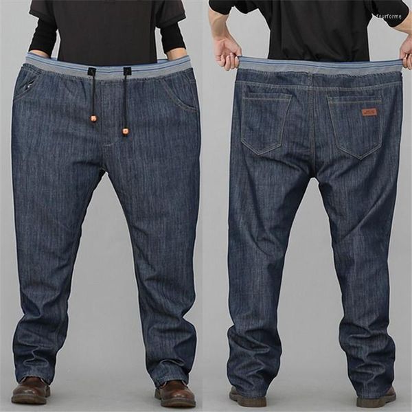 Мужские джинсы плюс брюки большого размера, черные мужские эластичные джинсовые брюки, мужская джинсовая брендовая мужская одежда