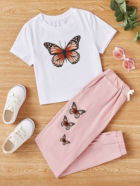 

girls tee & sweatpants she, White