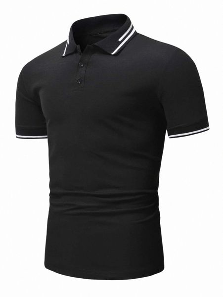 

men contrast binding polo shirt d5rm#, White;black
