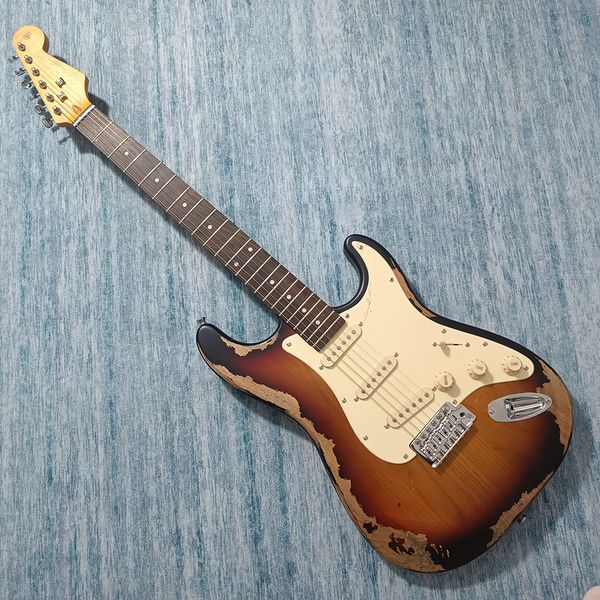 

heavy heritage st electric guitar, pickup sss finish, tiger neck guitar, hand made