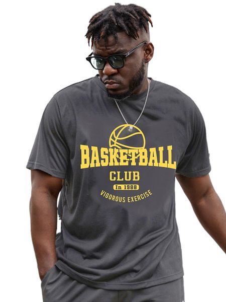 

men basketball & letter graphic tee w1ex#, White;black