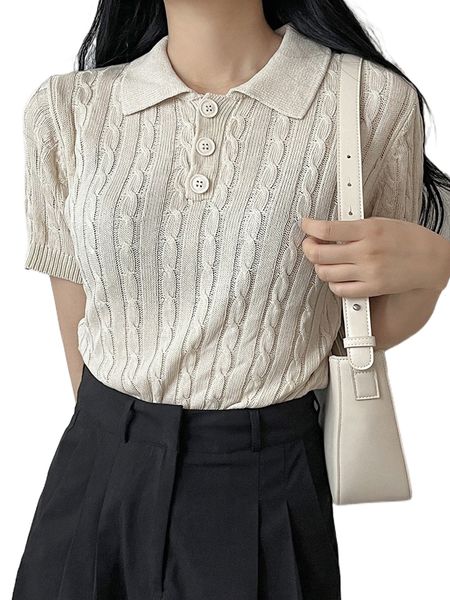 

dazy polo neck cable knit b8o9#, White;black