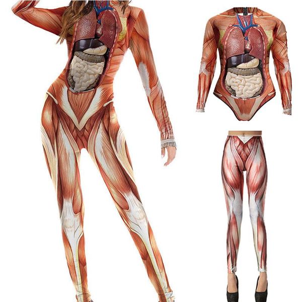 Frauen Badebekleidung Frauen Badeanzug Skelett menschliche Organe Drucken Neuheiten Weird Kostüm Cosplay Requisiten Ty66Women's's