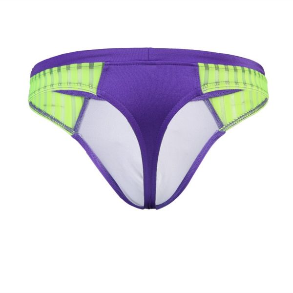 

men's swimwear mesh patchwork beach board swimsuit swimming thongs purple #1014dk