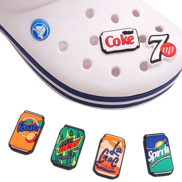 

1pcs bottle sprite cola drink shoes charms accessories buckle clog decorations diy wristbands croc jibz kids party gift, White;pink