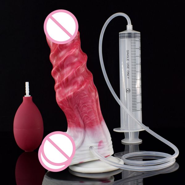 Eiaculazione realistica Dildo Knot Squirting Harness Erotic Sucker Plug Giocattoli del sesso vaginale